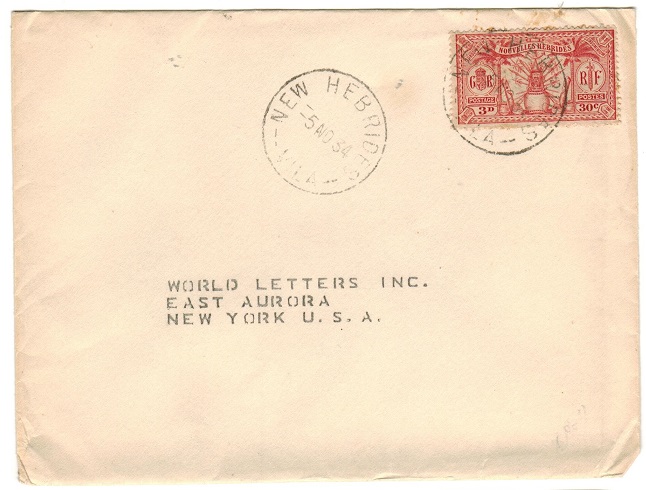 NEW HEBRIDES - 1934 cover to USA used at VILA.