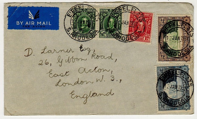 SOUTHERN RHODESIA - 1937 cover to UK used at EIFFEL FLATS.