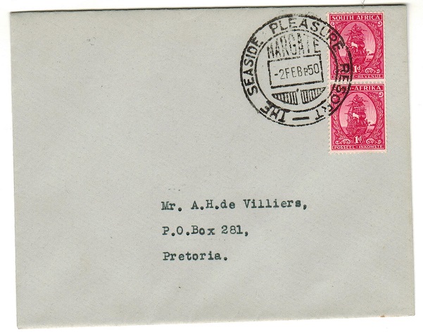 SOUTH AFRICA - 1950 2d rate local cover used at MARGATE.