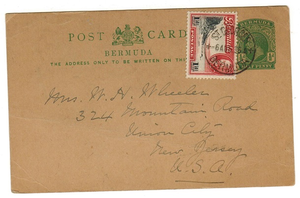BERMUDA - 1912 1/2d green uprated PSC to USA used at ST.GEORGES.  H&G 14.