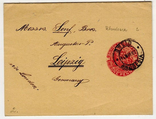 RHODESIA - 1904 1d red postal stationery wrapper to Germany used at GWELO.  H&G 2.