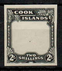 COOK ISLANDS - 1938 2/- IMPERFORATE PLATE PROOF of the frame in black.