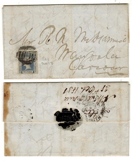 NEW SOUTH WALES - 1851 local entire from SYDNEY to CARCOAR bearing 2d imperforate.