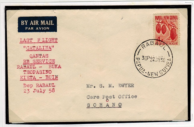 PAPUA NEW GUINEA - 1958 last first flight cover by 