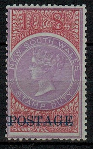 NEW SOUTH WALES - 1885 10/- mauve and claret mint 