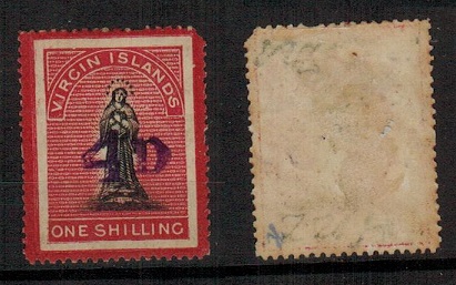 BRITISH VIRGIN ISLANDS - 1888 4d on 1/- surcharge mint with LONG TAILED S variety.  SG 42dc.
