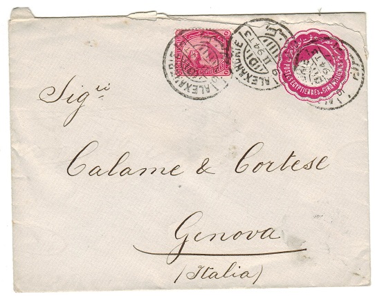 EGYPT - 1889 5m carmine PSE to Italy used at ALEXANDER.  H&G 6.