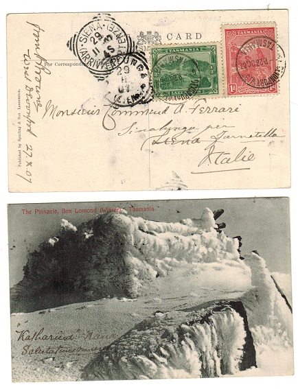 AUSTRALIA (Tasmania) - 1907 postcard use to Italy used at DEVONPORT WEST.