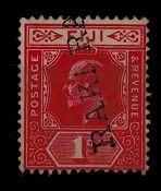 FIJI - 1906 1d red (SG 119) cancelled by RAKI RAKI handstamp.