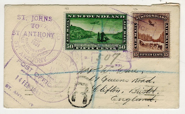 NEWFOUNDLAND - 1931 registered first flight cover to UK.