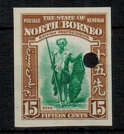 NORTH BORNEO - 1939 15c (SG type 89) IMPERFORATE PLATE PROOF.