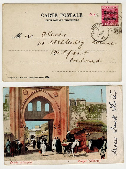 MOROCCO AGENCIES - 1903 10c rate postcard use to Ireland used at TANGIER.