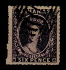 BAHAMAS - 1863 6d PERFORATED FORGERY.