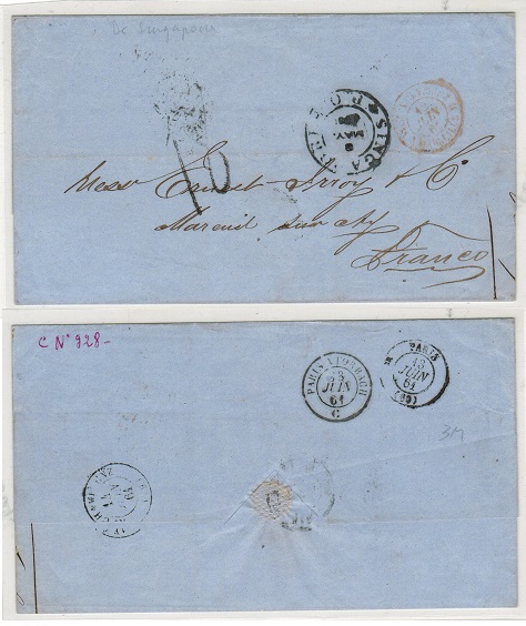 SINGAPORE - 1861 Stampless outer wrapper rated 