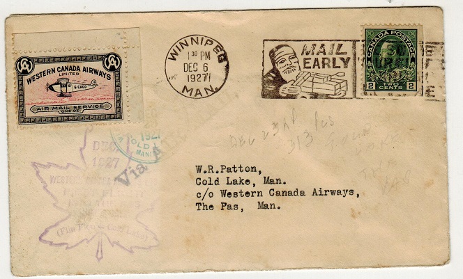 CANADA - 1927 first flight cover to The Pas used from WINNIPEG.