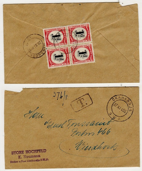 SOUTH WEST AFRICA - 1951 unstamped local cover with 1d 