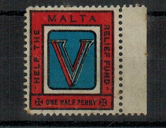 MALTA - 1941 1/2d HELP THE MALTA RELIEF FUND patriotic label mint.