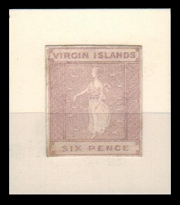 BRITISH VIRGIN ISLANDS - 1866 6d IMPERFORATE PLATE PROOF printed in dull mauve.
