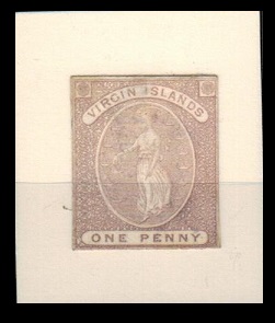 BRITISH VIRGIN ISLANDS - 1866 1d IMPERFORATE PLATE PROOF printed in dull mauve.