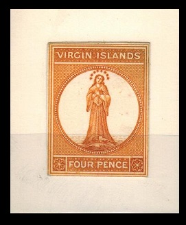 BRITISH VIRGIN ISLANDS - 1866 4d IMPERFORATE DIE PROOF printed in deep orange.