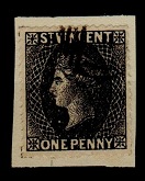 ST.VINCENT - QV 1d black perforated SPIRO FORGERY with bogus cancel.