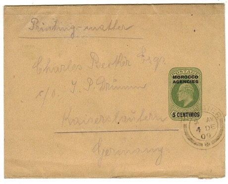 MOROCCO AGENCIES - 1906 5c on 1/2d yellow green wrapper to Germany used at TANGIER.  H&G 6.