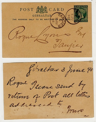 MOROCCO AGENCIES - 1889 5c green PSC of Gibraltar (H&G 6) cancelled TANGIER on arrival.