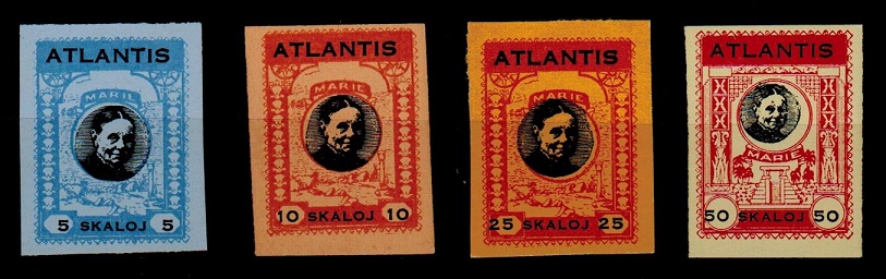 BAHAMAS - 1938 5,10,25+50sk ATLANTIS cinderella stamps IMPERFORATE.
