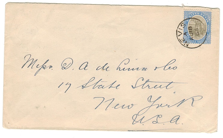 ST.KITTS (Nevis) - 1906 2 1/2d rate cover to USA used at NEVIS.