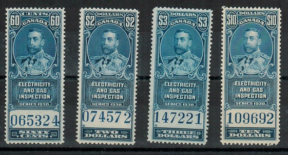 CANADA - 1930 (circa) ELECTRICITY & GAS adhesives in unmounted mint condition.