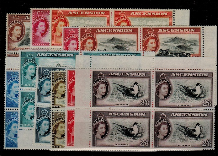 ASCENSION - 1956 short definitive set to 2/6d in U/M blocks of four. SG 57-67.