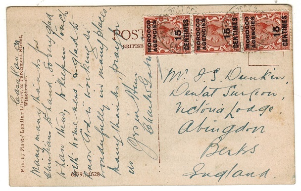MOROCCO AGENCIES - 1924 postcard to UK used at CASABLANCA.