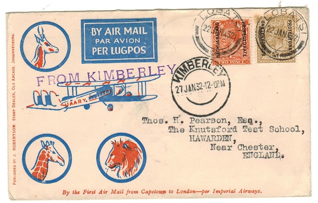 BECHUANALAND - 1932 first flight cover to UK 