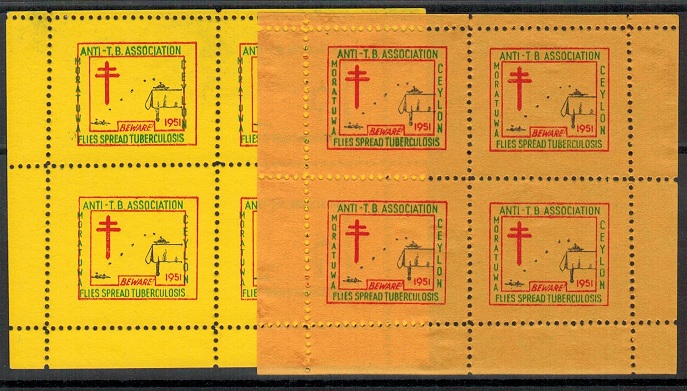 CEYLON - 1951 ANTI-TB xmas label sheetlets.  (x2).