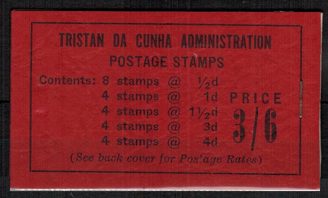 TRISTAN DA CUNHA - 1958 3/6d black on red BOOKLET stapled at right.  SG SB2.
