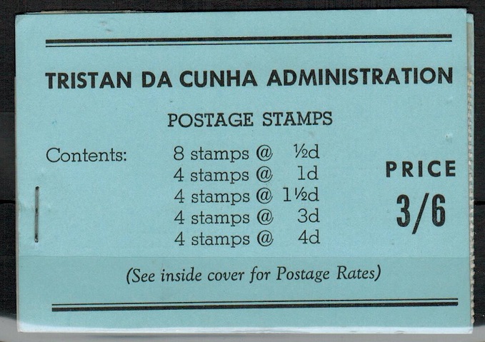 TRISTAN DA CUNHA - 1957 3/6d black on blue BOOKLET cancelled TRISTAN DA CUNHA.  SG SB1.
