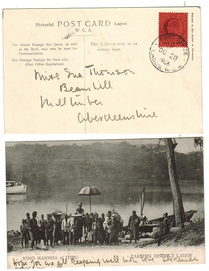 LAGOS - 1905 1d rate postcard use to UK.