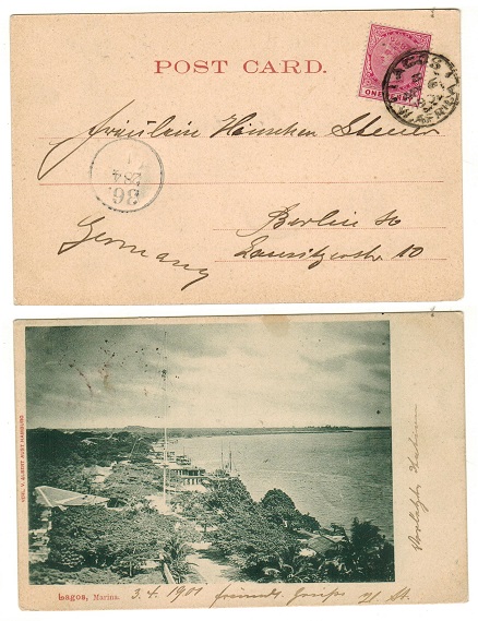 LAGOS - 1901 1d rate postcard use to Germany.