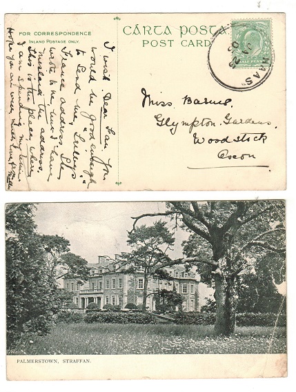 IRELAND - 1905 (JA.25.) 1/2d rate postcard use cancelled NAAS.

