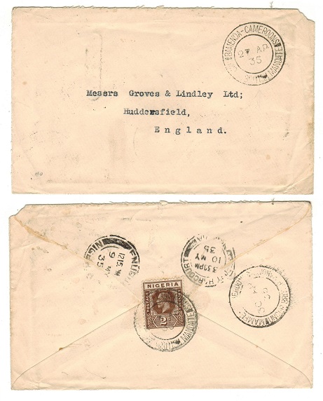 CAMEROONS - 1935 2d rate cover to UK used at BAMENDA.