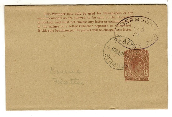 BERMUDA - 1950 1/4d brown postal stationery wrapper h/s