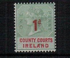 IRELAND - 1895 1d red on 1d green COUNTY COURTS/IRELAND adhesive mint.