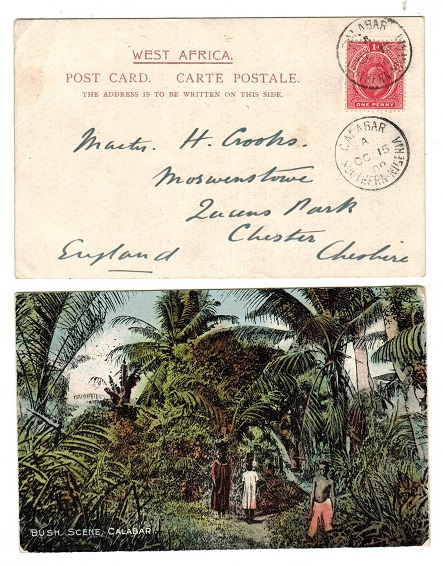 SOUTHERN NIGERIA - 1908 1d rate postcard use to UK used at CALABAR.
