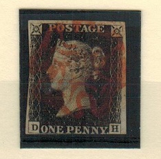 GREAT BRITAIN - 1840 1d black cancelled by red Maltese cross cancel.  SG 2.
