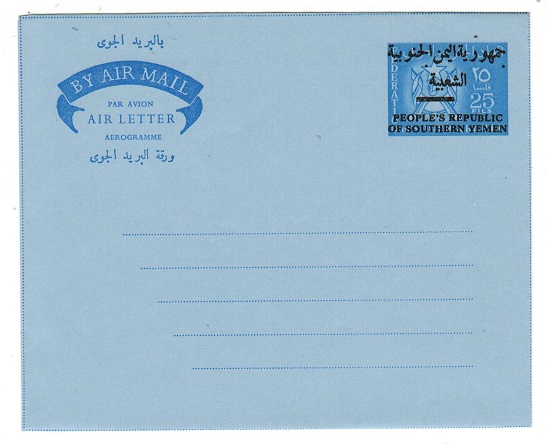 ADEN - 1968 (circa) blue on blue postal stationery air letter unused. 