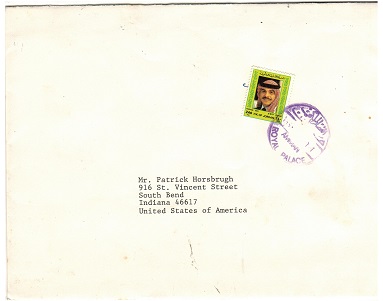 JORDAN - 1990 ROYAL PALACE/AMANN cover to USA.