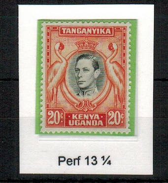 K.U.T. - 1938 20c black and orange (perf 13 1/4) in unmounted mint condition.  SG 139.
