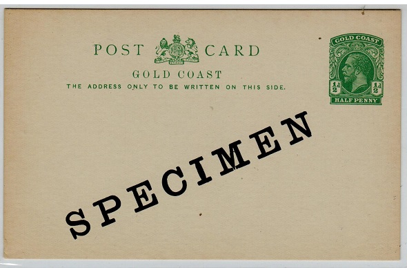 GOLD COAST - 1916 1/2d green PSC unused SPECIMEN.  H&G 7.