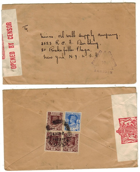 BURMA - 1940 censored cover to USA used at YENANGYAUNG.