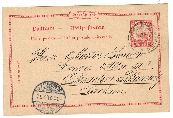 NEW GUINEA - 1900 10pfg PSC to Germany used at FRIEDRICH WILHELMSHAFEN.  H&G 9.